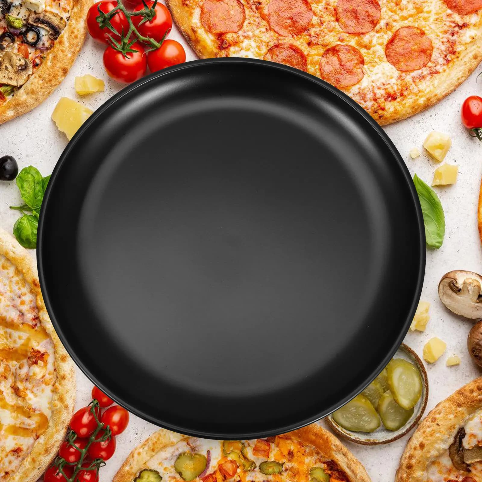 Round Stainless Steel Pizza Baking Pan Nonstick Oven Tray for Airfryer Home Commercial Use Wear Resistant Deformation Proof Easy