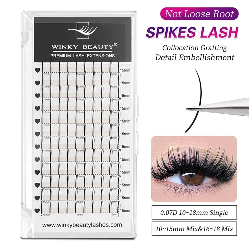 Winky Beauty Estensioni ciglia sottili Ventagli prefabbricati a coda di pesce Ciglia con punte a forma di A Forniture per ciglia soffici per il trucco di bellezza