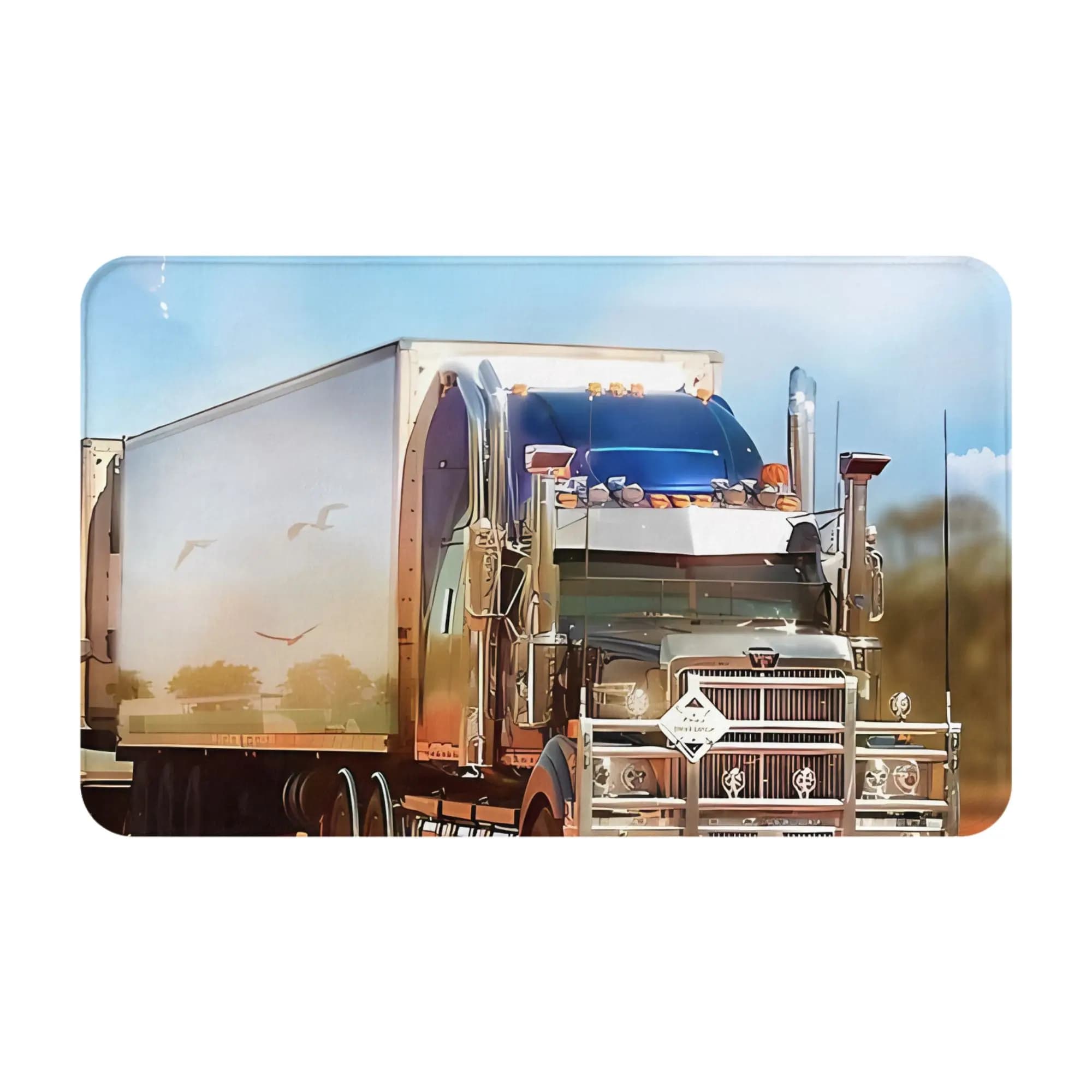 Tappetino per camera da letto con decorazioni natalizie Kenworth Truck With Three Tailers, tappetino Kenworth, tappeto da cucina, tappeto da balcone, decorazione per la casa