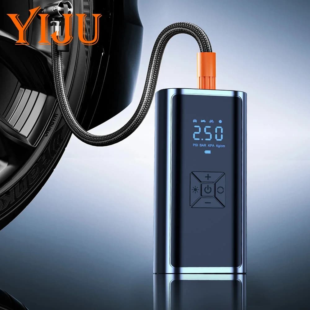 Compressore d'aria portatile da 120 W Pompa gonfiabile wireless/cablata Pompa d'aria portatile Gonfiatore per pneumatici digitale per palline da bicicletta per auto