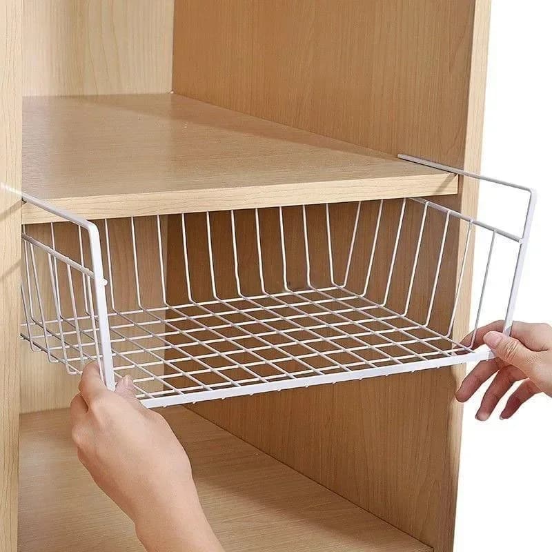 Cesto portaoggetti multiuso da appendere, organizer in metallo per armadi e scrivanie