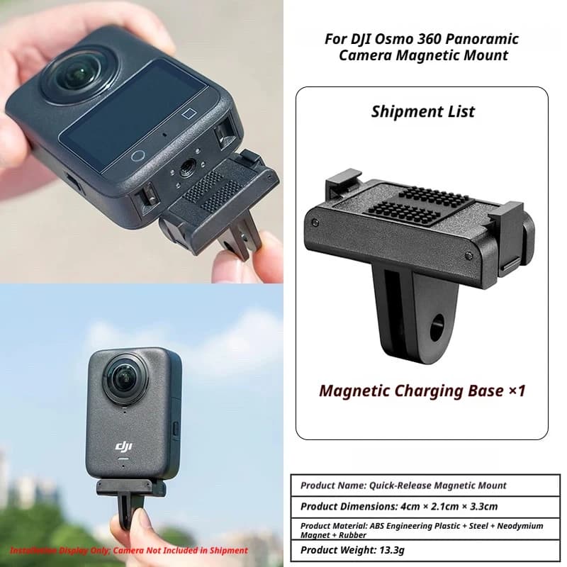 Magnetic Quick Release Adapter Base for DJI Action 5 Pro/Action 4/3/Osmo 360 Camera Accessories Extension Bracket Base