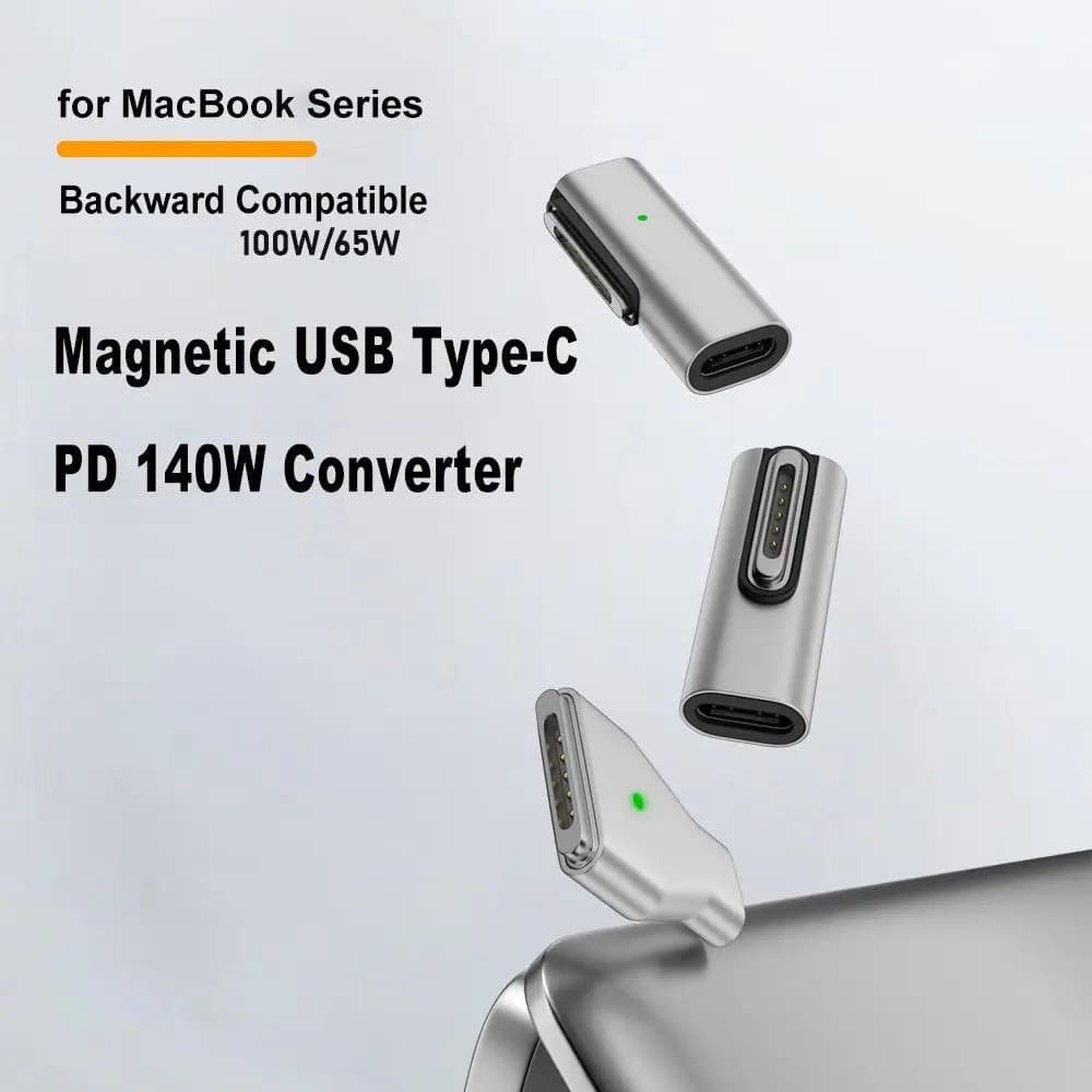Type-C Female to Magnetic 3 Converter 140W USB-C Adapter Connector Laptop PD Charging Plug For MacBook Air/Pro