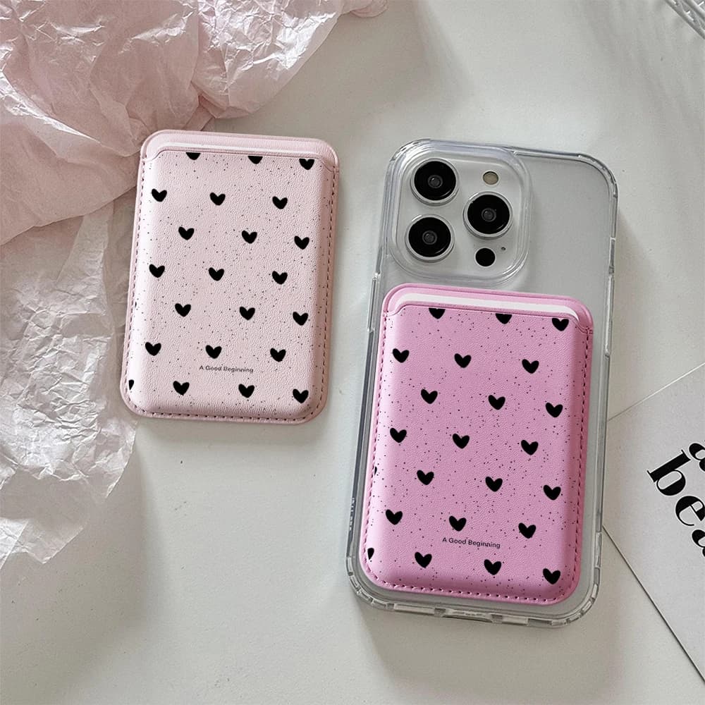 Love Heart Luxury Leather Wallet Strong Card Holder Case For Magsafe For iPhone 17 16 15 13 12 14 Pro Max Plus Phone Accessories