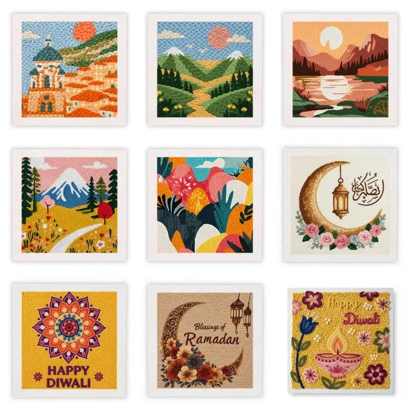 25x25 cm Telaio Punzonatrice Ago Kit da ricamo Punto croce Paesaggio Accessori per cucire fai da te Ricamo Decorazioni per la casa Regalo