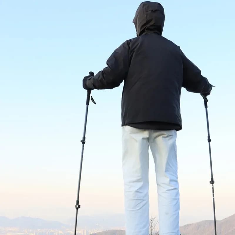 Bastone da Trekking in Fibra di Carbonio 3K, Telescopico a 3 Sezioni, Leggero, Antiurto, con Chiusura Rapida, Pieghevole per Escursioni