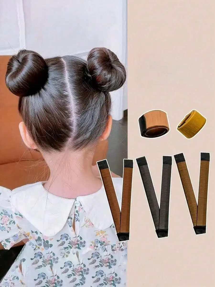 Set of Accessories for Hairstyles: Tool to Create Black Chignon, Ring and Auction for Cheanut Hairstyles for Women