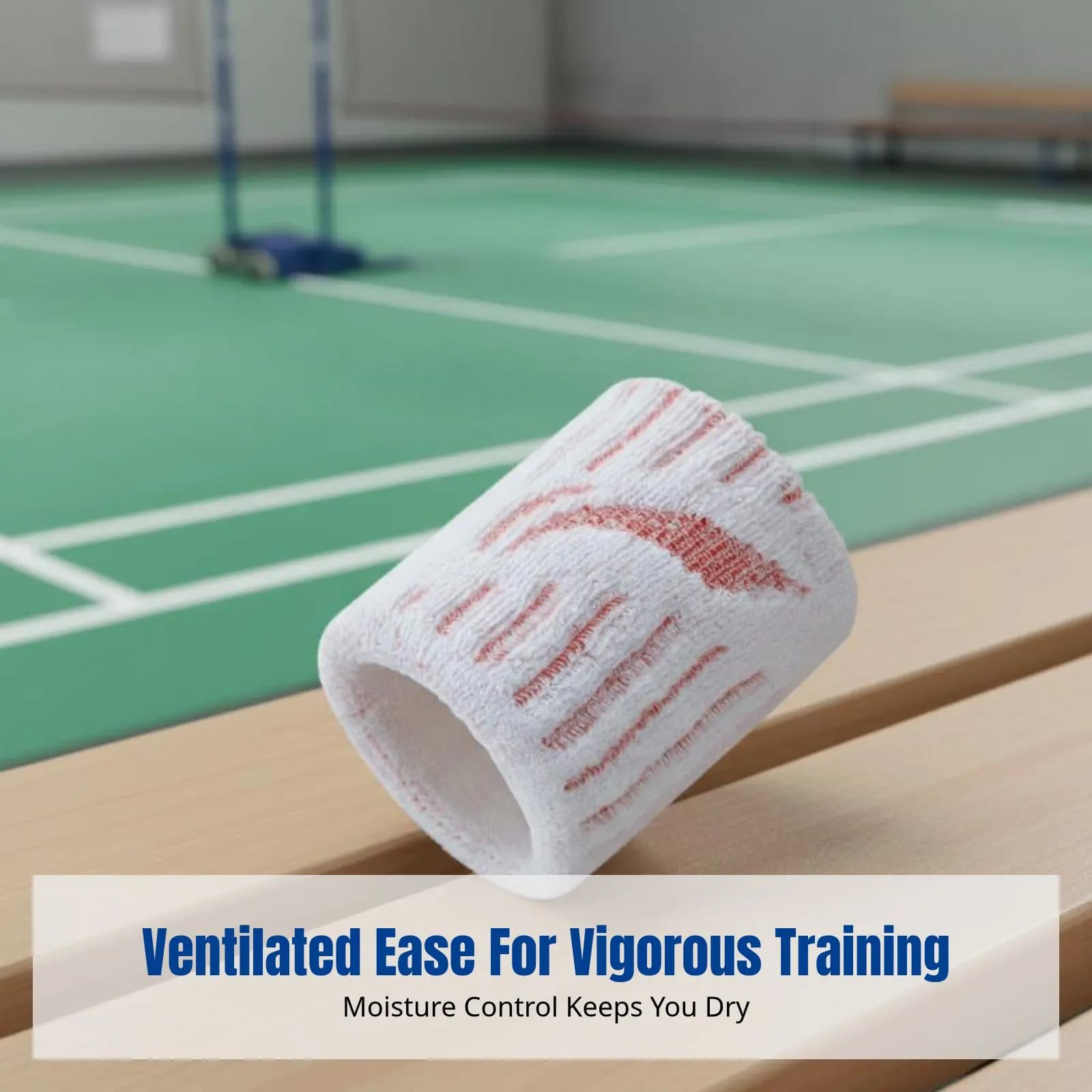 Supporto per il polso, fascia sportiva assorbi-sudore per uomo e donna, tutore a compressione per fitness, badminton, netball