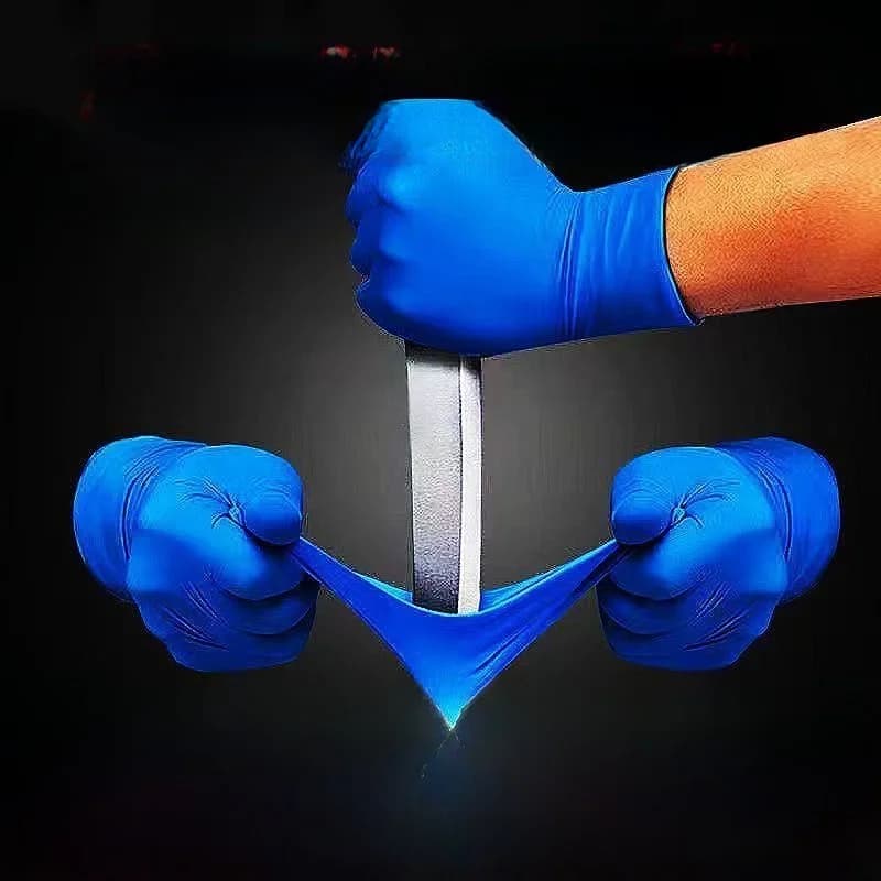 Guanti Monouso Blu Scuro in Nitrile, Resistenti all'Olio e agli Agenti Chimici, Durevoli per Uso Speciale