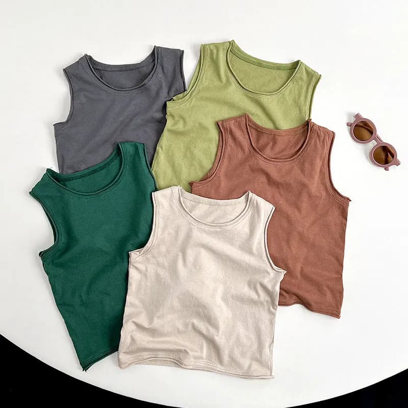 Canotte per Bambini Estate 2026, T-shirt Senza Maniche per Ragazzi e Ragazze, Colori Vivaci, Intimo per Bambini, Top Corti per Neonati, Abbigliamento
