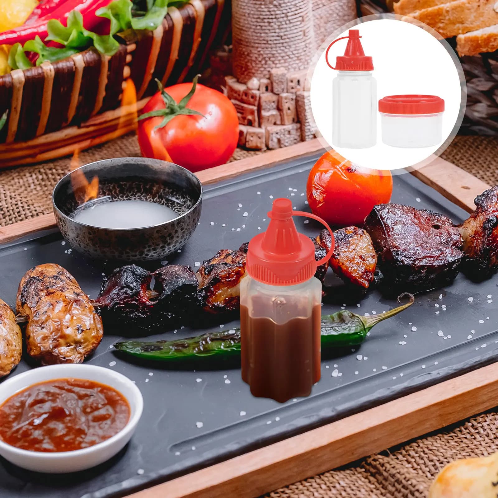 Set di 1 Mini Bottiglie Spremibili per Condimenti, Contenitori da Viaggio in PP per Insalata, Ketchup, Salsa, Miele, Portatili per Porzioni Preparate