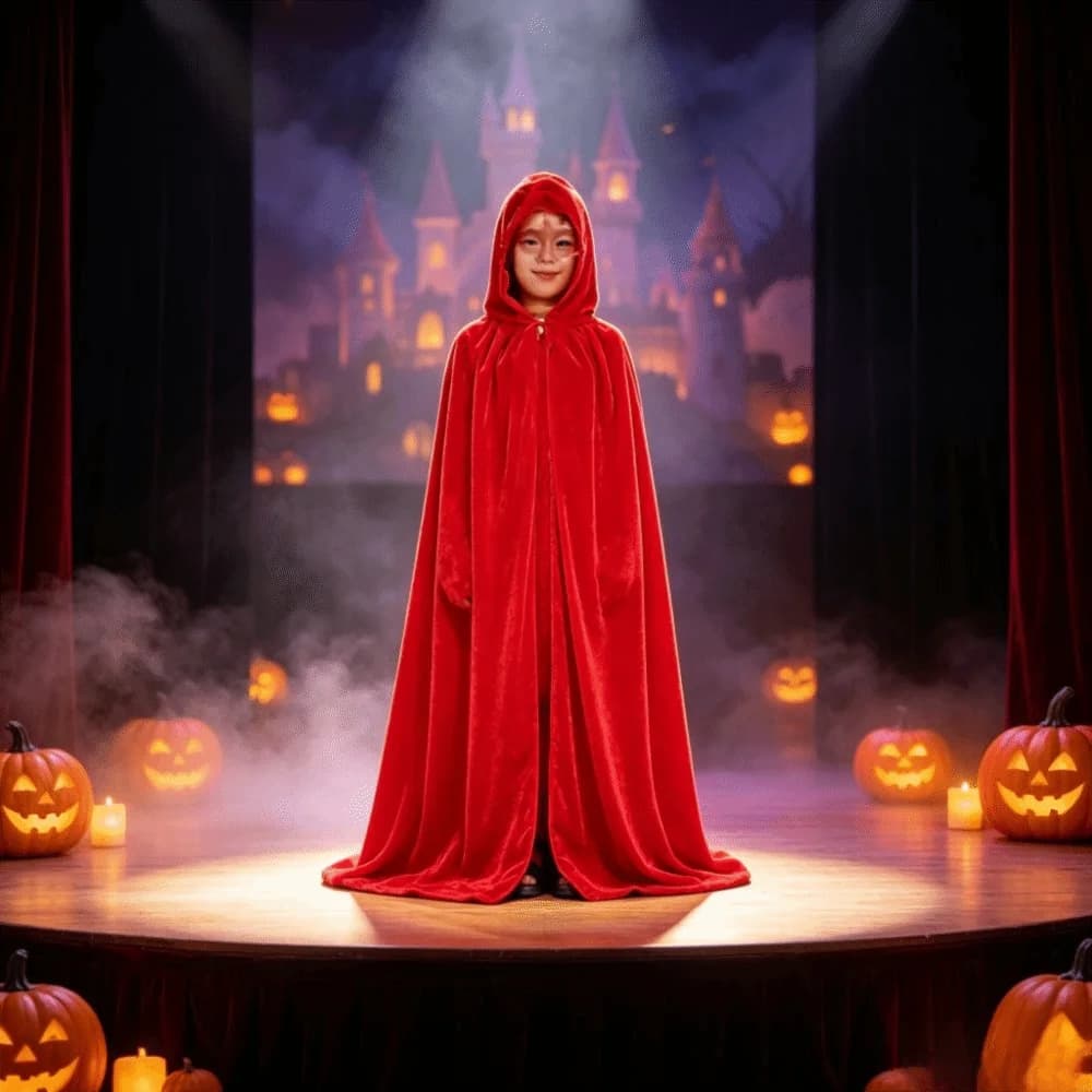 Velvet Halloween Hooded Cloak Conceal Gown Hooded Design Halloween Mage Robe Hidden Dress Joker Style Medieval Long Cape