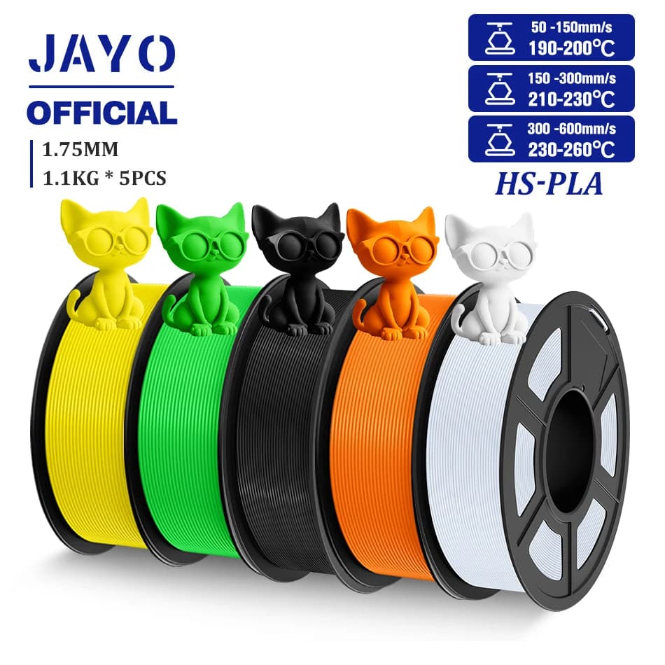 High Speed PLA Filament JAYO Filament PLA from 1.75 mm for 3D printer FDM 3D printing materials well wrapped 5 rolls/set