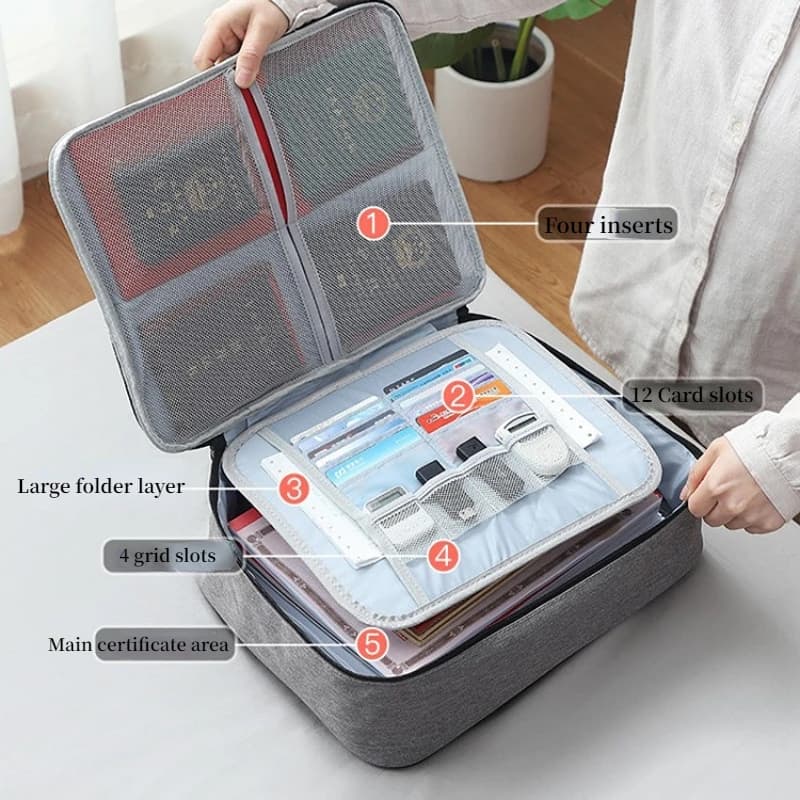 Borsa Portadocumenti con Serratura, Organizzatore per Certificati, Valigetta per Casa e Viaggio, Porta Passaporto e Carte, Borsa per Documenti