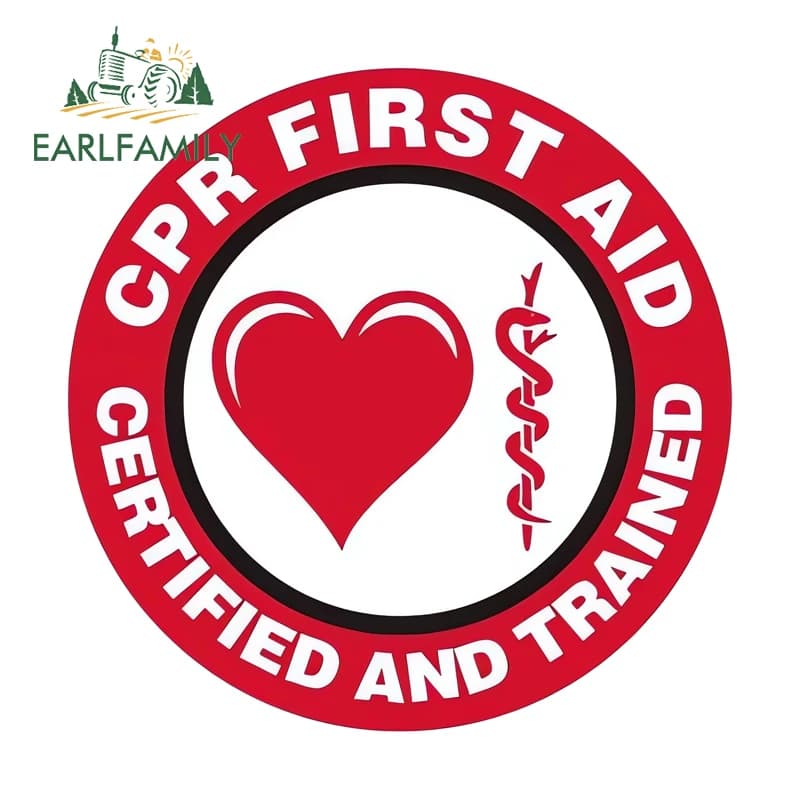 EARLFAMILY First aid CPR sticker, cute cartoon, for fishing box, waterproof, solar protection, PVC, for refrigerator, computer, cooling device