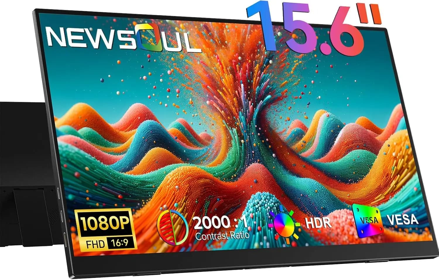 Monitor Portatile Ultra-Sottile da 15.6'', 108% sRGB, Contrasto 2000:1, USB-C Mini HDMI, IPS con Altoparlanti Integrati per Laptop, Telefono, Console di Gioco