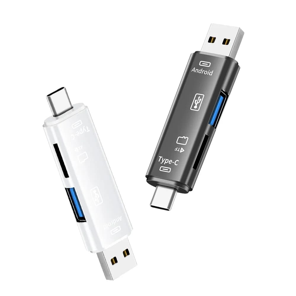 Lettore di schede multifunzione USB 3.0 TYPE-C 5 in 1 Archiviazione esterna Nero elasticizzato per Memory Stick Mini lettore di schede di memoria