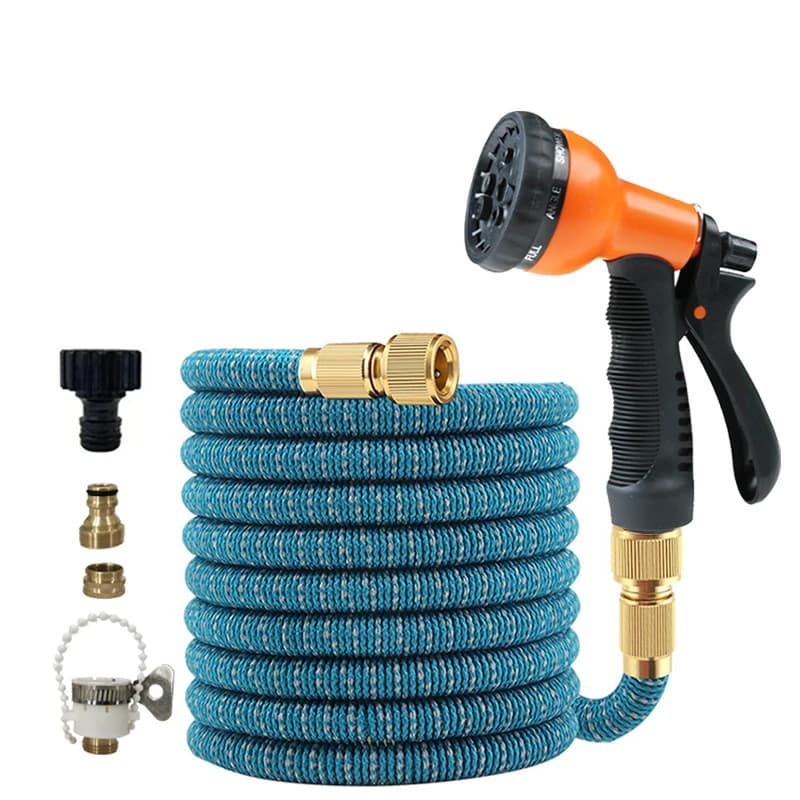 NUOVO Tubo Magico Espandibile, Tubo in TPE ad Alta Pressione con Doppio Connettore Metallico, Strumenti per Irrigazione Giardino e Lavaggio Auto