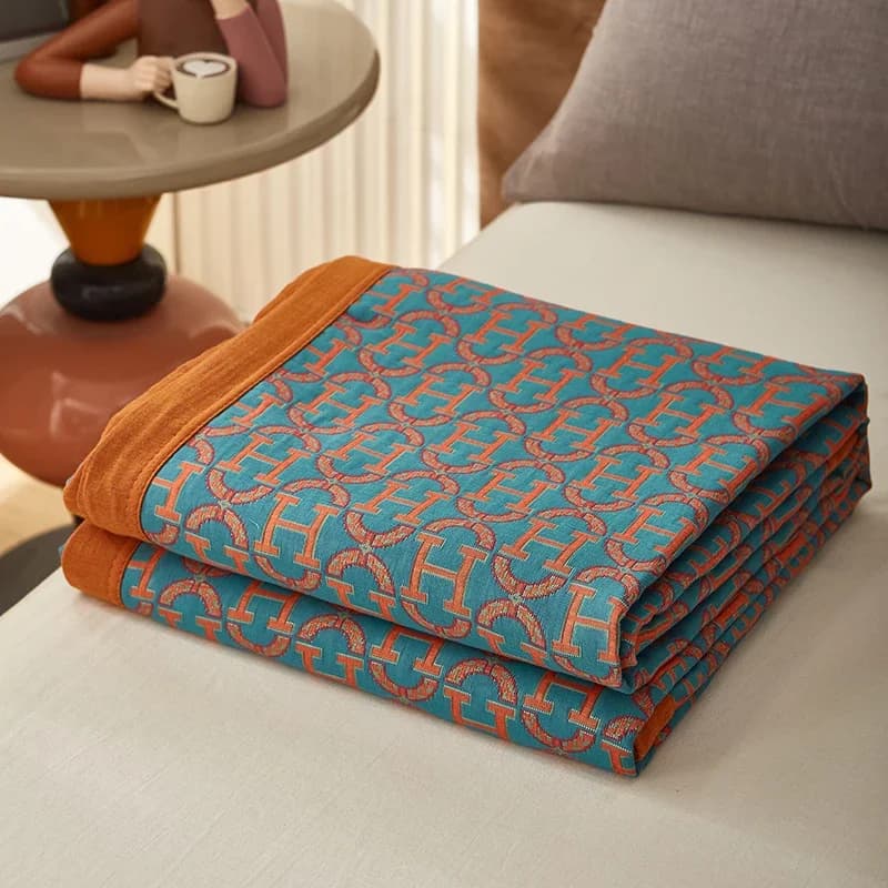 Lussuosa coperta in garza di cotone 100% a triplo strato per letto queen/king, uso multifunzionale come trapunta o copriletto estivo