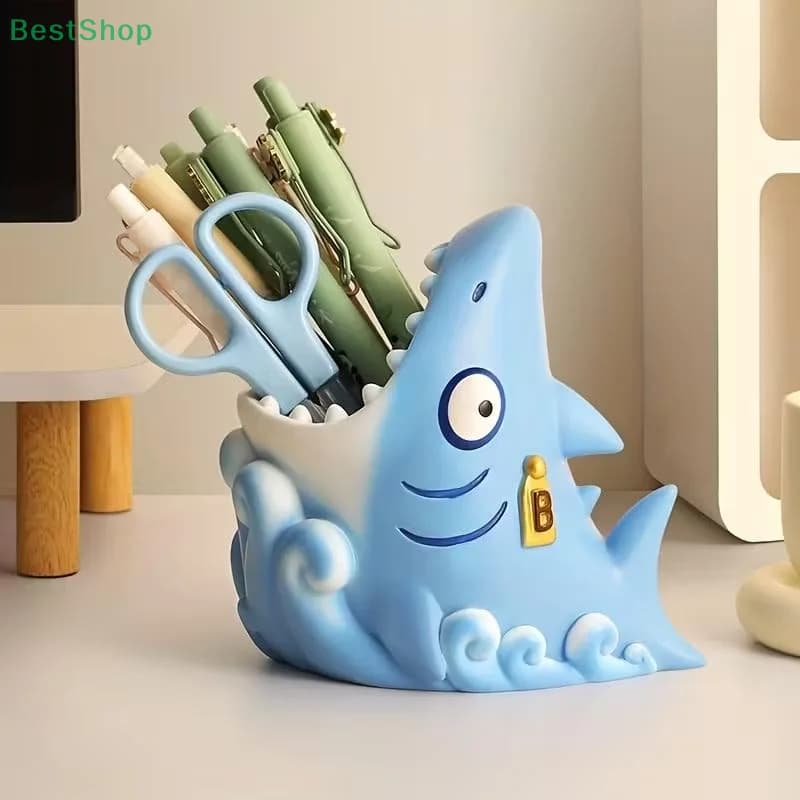 ♥ Organizzatore da scrivania portapenne Cartoon Shark per ufficio scuola