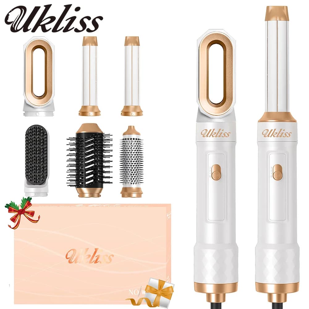UKLISS Airstyler Pro Hair dryer set 5 in 1, hot air hair brush, hair plate, thermal brush