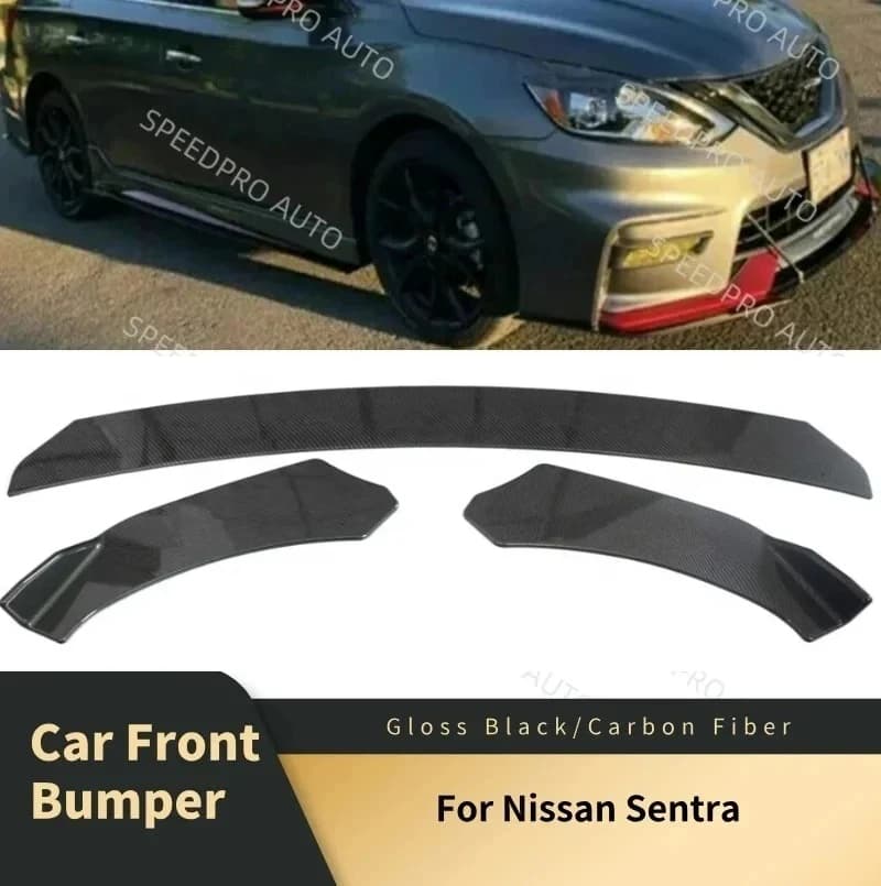 For N-issan Sentra Car Front Bumper Lip Splitter Spoiler Diffuser Lower Bumper Body Trim Scratch Protector Black