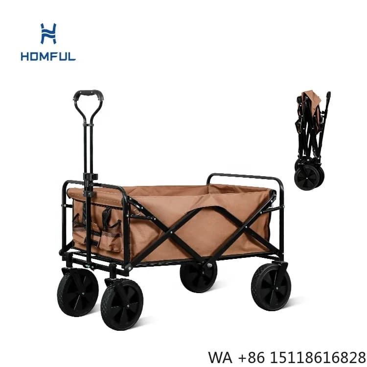 HOMFUL Fishing Bollerwagen Collapsible Folding Camping Trolley Wagon Stroller Beach Cart for Sand Big Wheels