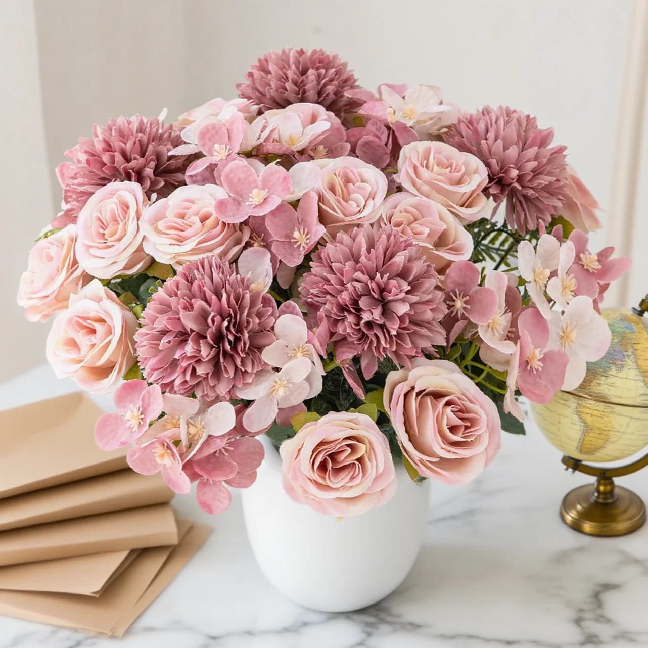 Centrotavola con Rose Artificiali, Piante per Matrimoni, Decorazioni per Casa, Vasi, Bonsai, Giardino, Feste, Regali, Composizioni Floreali Fai-da-Te per Tavolo