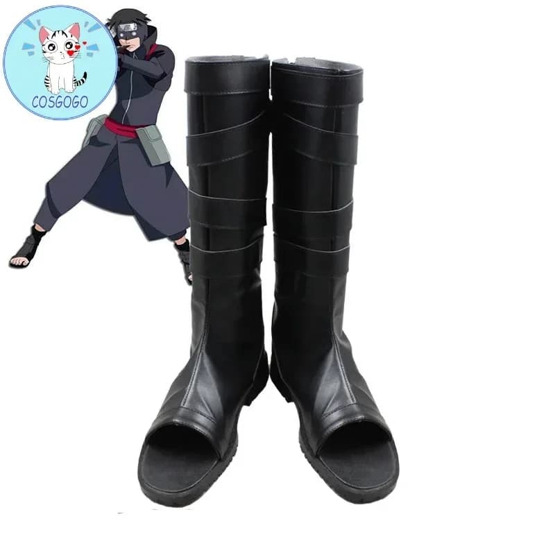 AnimeVibe 2026 New Neenya anbu Kakashi Ninja Black pu Leather Shoes Halloween Cosplay Costume boots RoleGlow