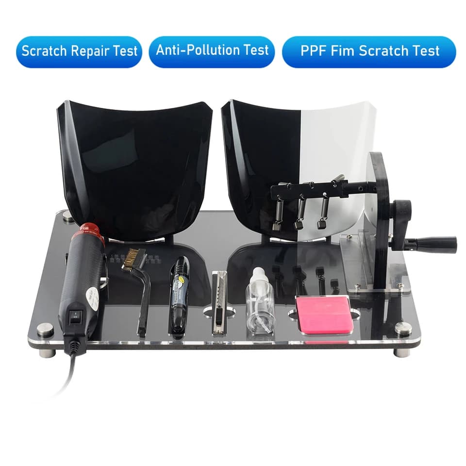 Kit di Test PPF 3-in-1 con 2 Pannelli per Cofano, Pistola Termica e Spazzola | Display MO-678K con resistenza a urti manuali, auto-rigenerazione da graffi e resistenza alle macchie