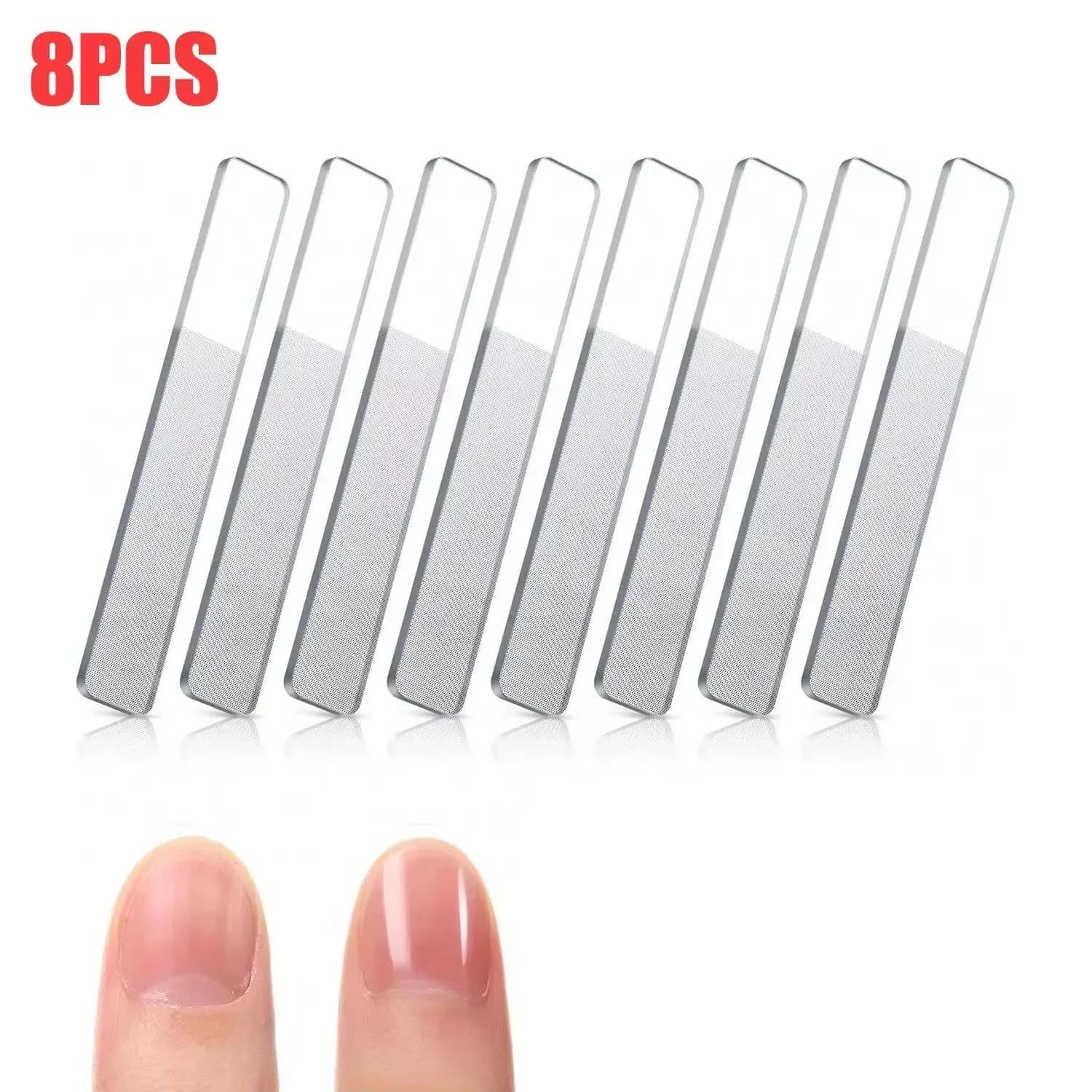 Set di 8 Lime per Unghie in Vetro Nano Portatili con Scatola Porta Lime, Kit per la Cura delle Unghie in Vetro Cristallo, Strumento per Modellare le Unghie