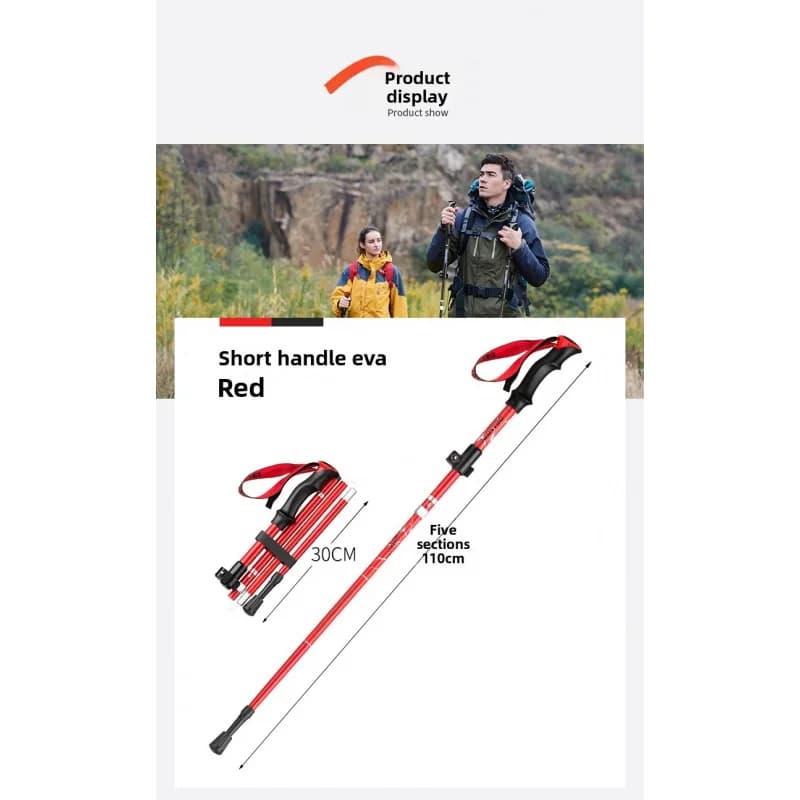 1PC Ultralight Foldable Trekking Pole Hiking Walking Stick Collapsible Alpenstock Mountaineering Climbing Outdoor Gear