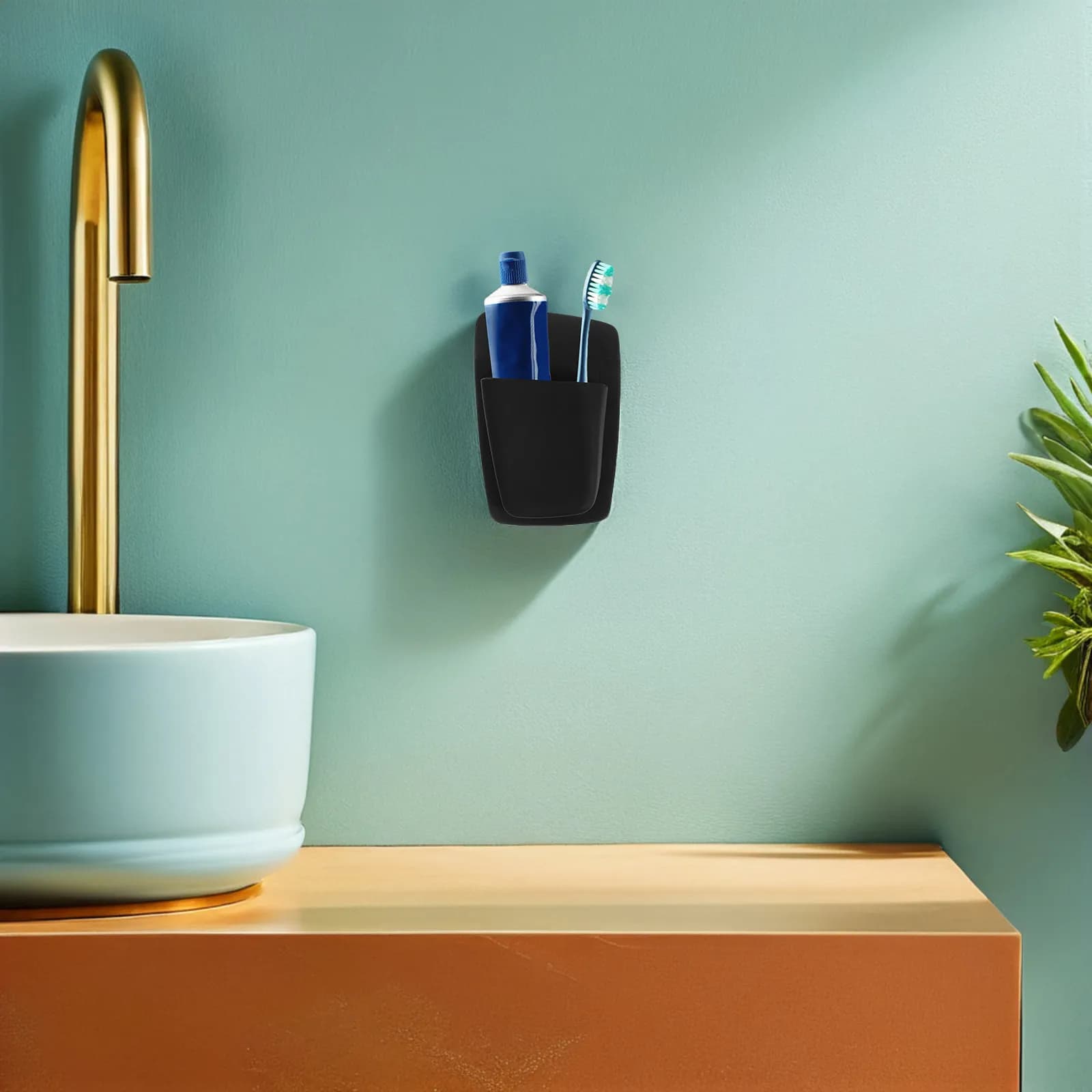 Silicone Toothbrush Holder Bathroom Storage Rack Shower Organizer Wall Mount Toothpaste Razor Stand Black Holder Cup