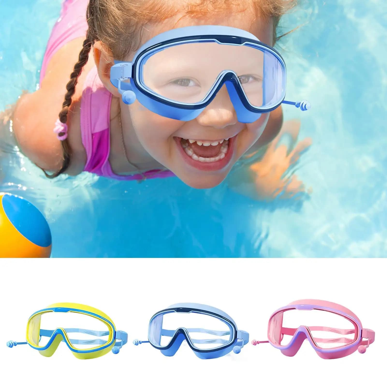 Swimwear Anti-snatching Swimwear with big HD mounts with silicone ear plugs Boys Girls Swimming Beach Swimming Accessories