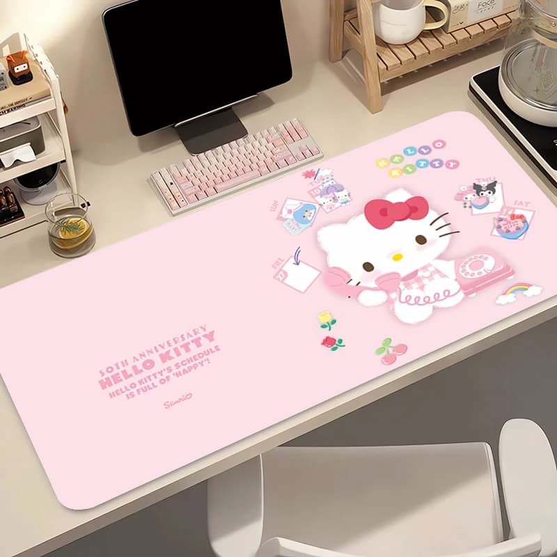 Tappetino per mouse Anime Morbido e carino Hello Kitty Accessori da gioco Kawaii Mousepad Gamer Completo Tappetino per tastiera Tappetino da tavolo Varmilo
