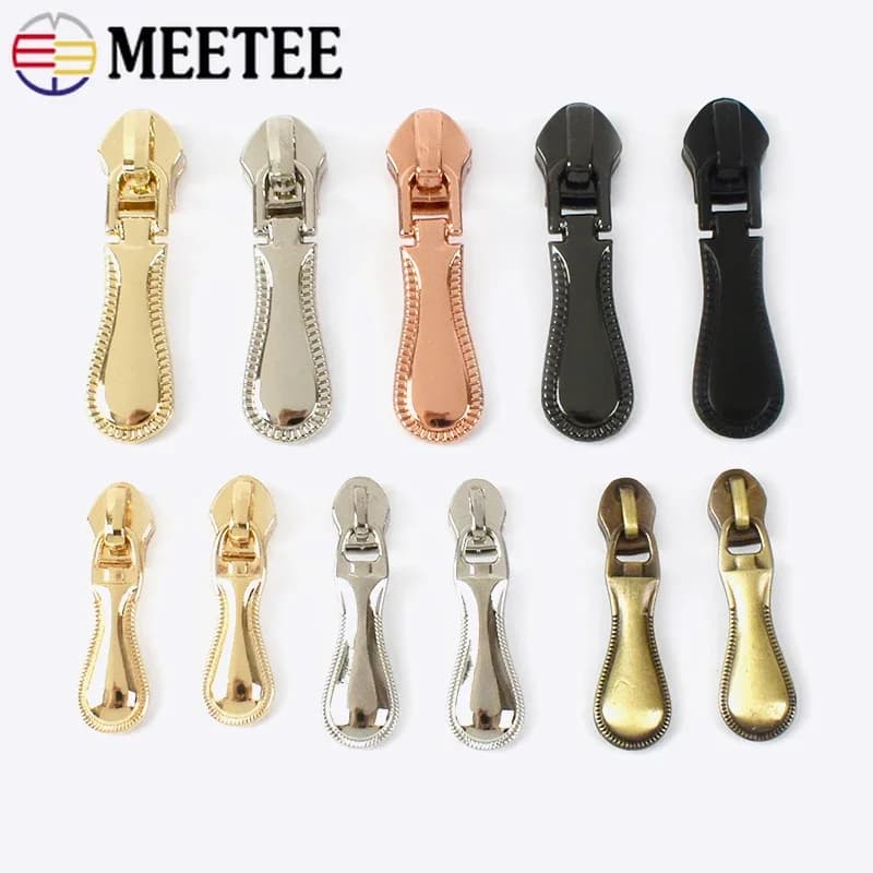 20 pz Meetee 3 #5 # cursori con cerniera in metallo per cerniere in Nylon borsa indumento Zip Head tira kit di riparazione accessori Hardware per cucire fai da te