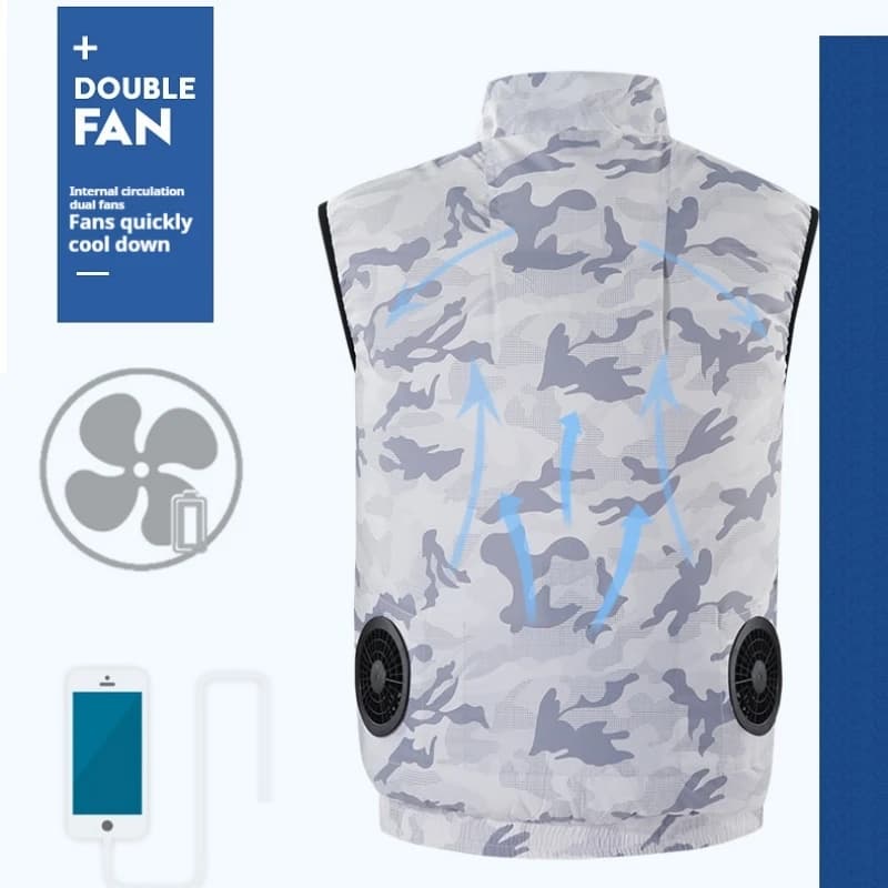 Gilet con ventola intelligente per pesca all'aperto, ciclismo, protezione solare, gilet, ricarica, raffreddamento, tuta con aria condizionata