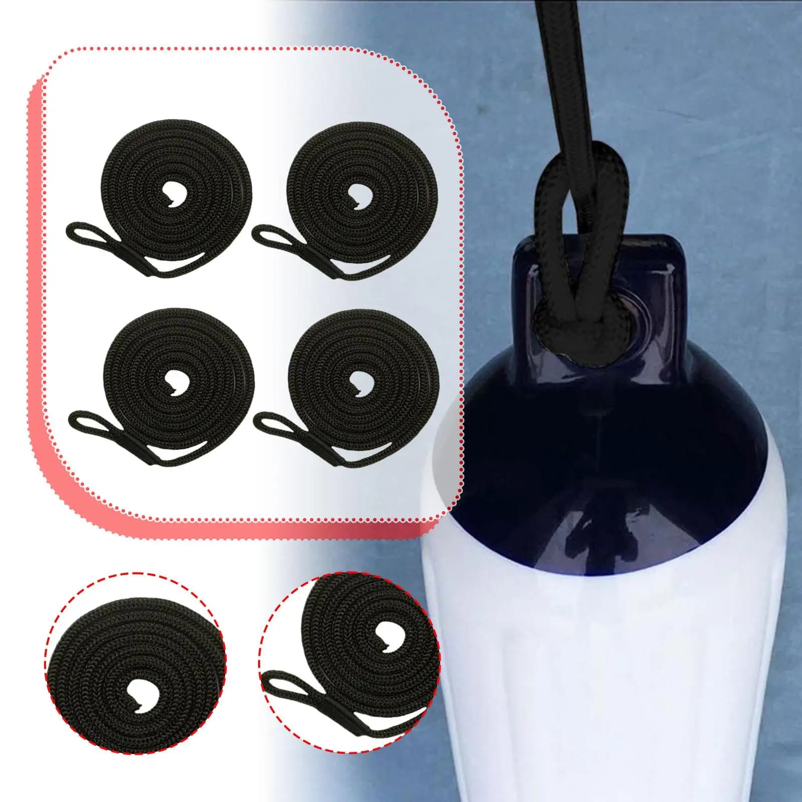 4 Pezzi Paraurti per Barche Parafanghi Accessori per Barche da Pesca Docking Protezioni per Dock Marine Yacht Fila Barche Ormeggio Corda Paraurti Linee
