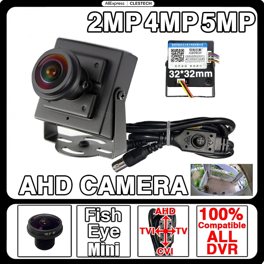 4K 5MP 1080P CVBS/TVI/CVI AHD 4in1 Fish Eye Mini telecamera panoramica CCTV HD Metallo Super piccolo 32*32mm Plug And Play con staffa