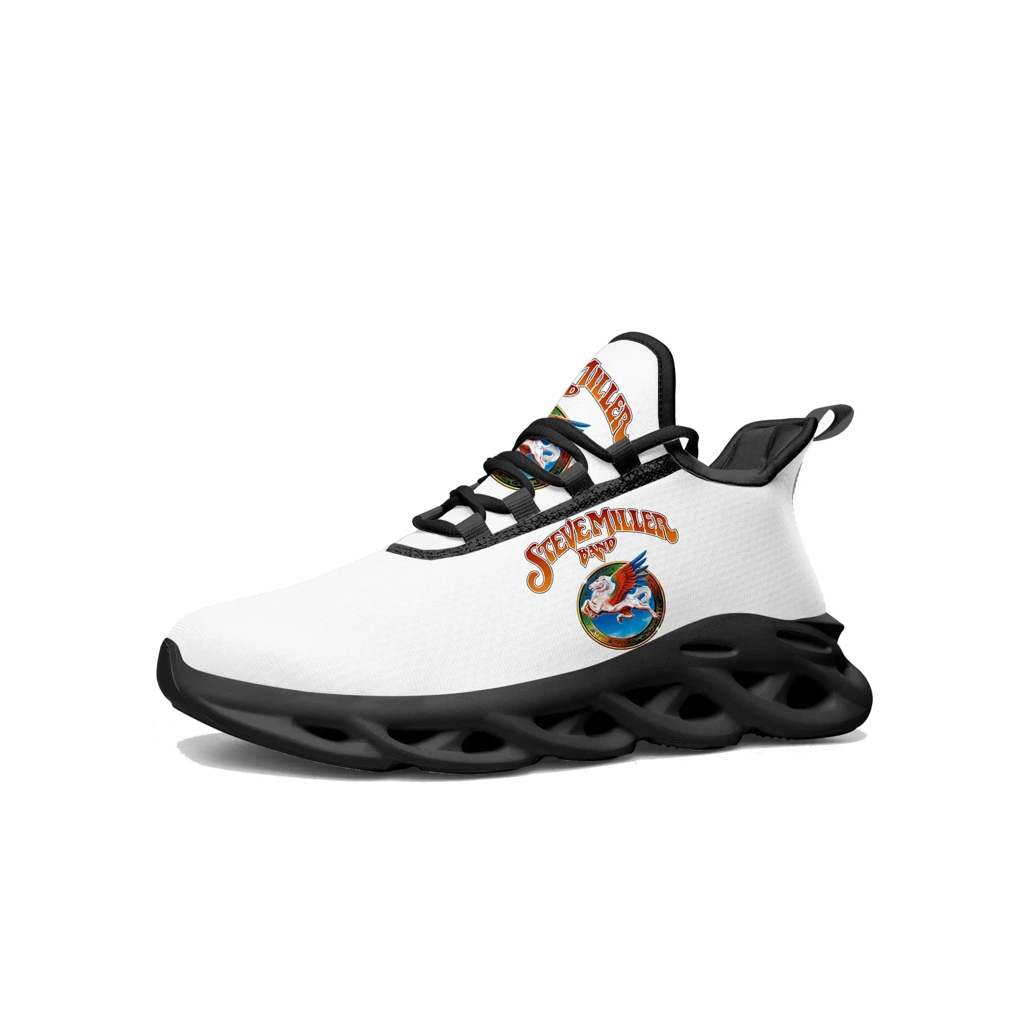 Sneakers Basse Steve Miller Rock Band da Uomo e Donna, Scarpe Sportive Pop da Corsa con Lacci in Mesh, Calzature Personalizzate Nere