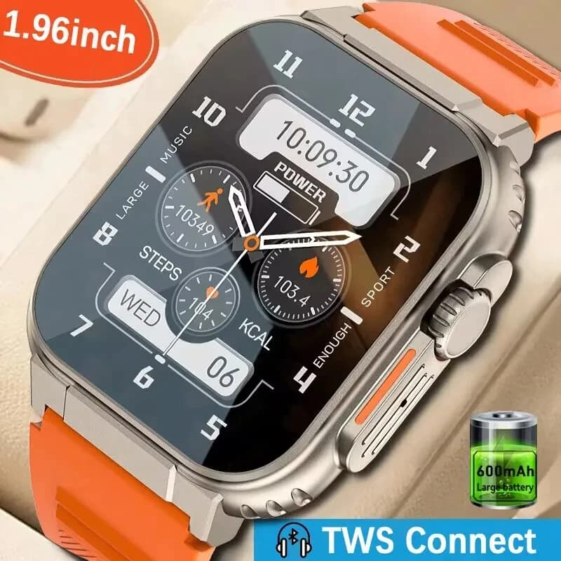 Nuovi sport all'aria aperta 1.96 "AMOLED schermo chiamata Smart Watch 600 mAh batteria di grandi dimensioni IP68 impermeabile fitness uomo Smartwatch per uomo