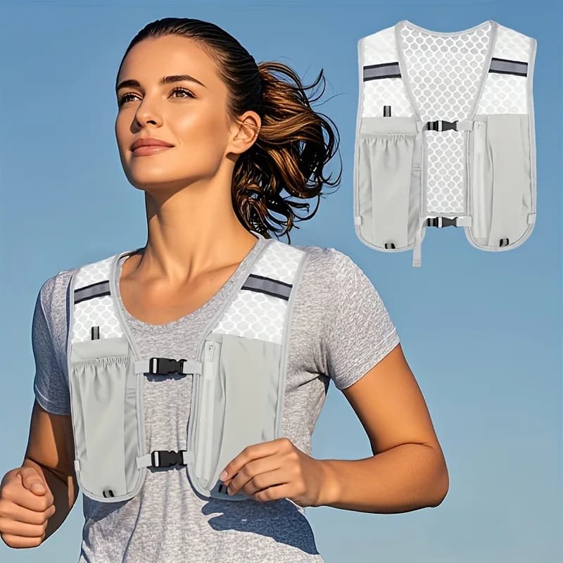 Zaino leggero per alpinismo all'aperto, campeggio, escursionismo, gilet sportivo con strisce riflettenti per corsa notturna e ciclismo
