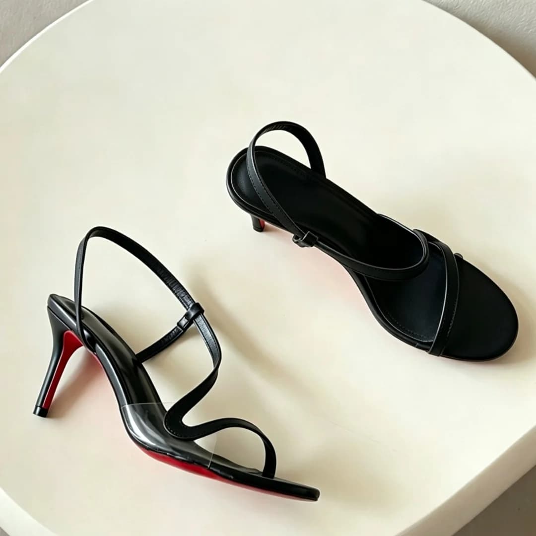 Luxury Brand Women's Wedding Party Dress Shoes Ladies S‑shaped Strap Sandals Red Sole Stiletto High Heels Slingback Open Toe