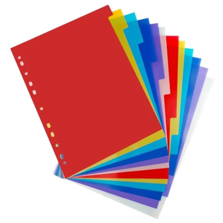 12 Tab Binder Dividers 3 Ring Plastic Binder Dividers with Tabs, Multicolor Notebook Dividers for 2/3/4/11 Ring Binders, Letter