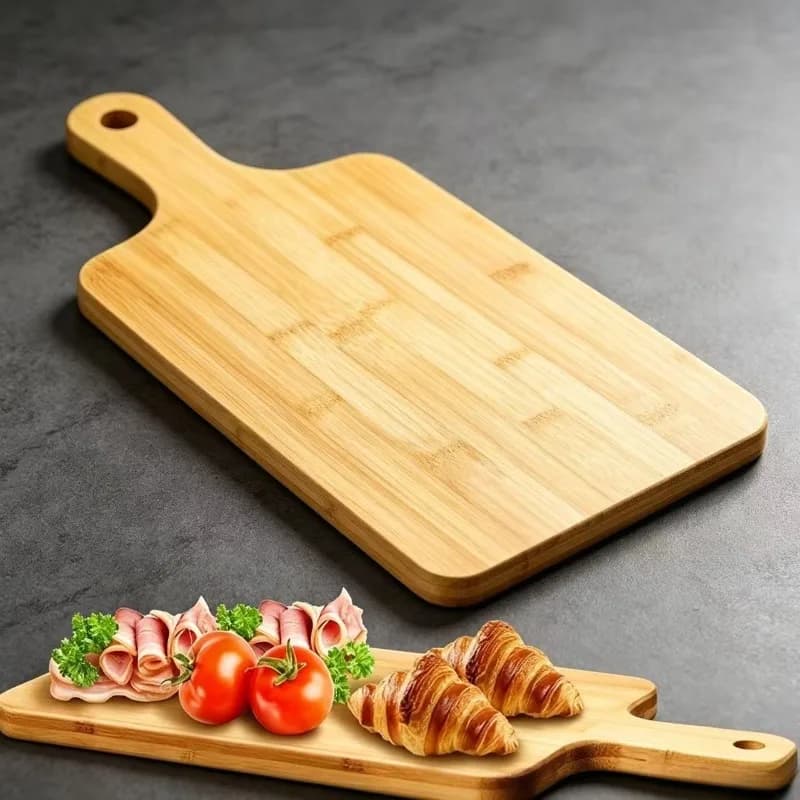 1/2pcs Wooden Cutting Board with Handle Bamboo Wood Serving Kitchen Chopping Board for Pizza Bread Cheese Charcuterie Vegetables