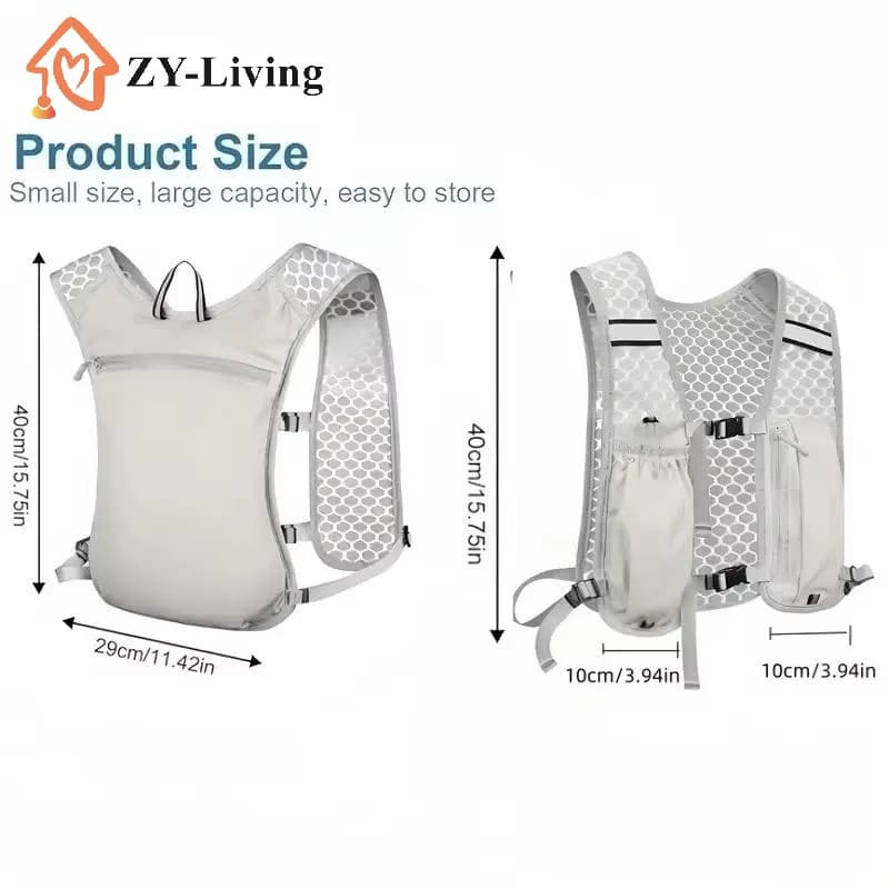 1Pcs Running Water Bottle Storage Vest Lightweight Running Vest Reflective Hydration Water Chest Pack With Phone Holder