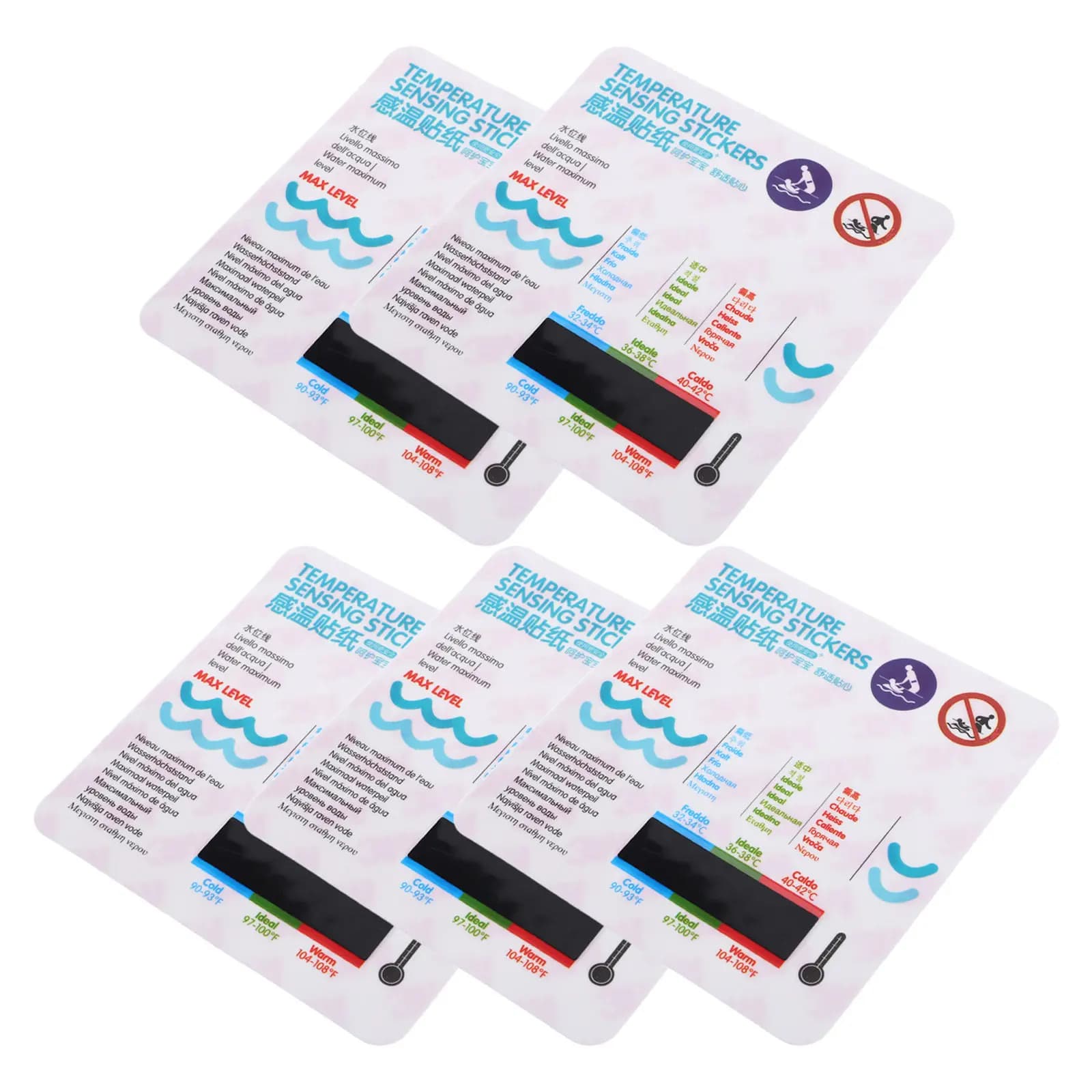5Pcs Baby Bath Thermometer Waterproof Stickers Water Temperature Monitor for Bathtub Easy Read LCD Display Safe Bath