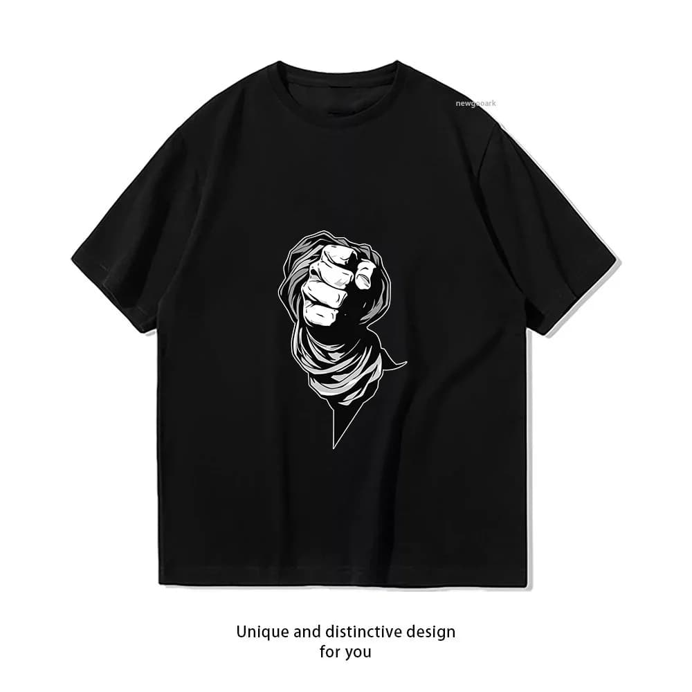 Fist Wrapped Scarf Design T-Shirt Print Casual Cotton Short Sleeve Tee for Men Women