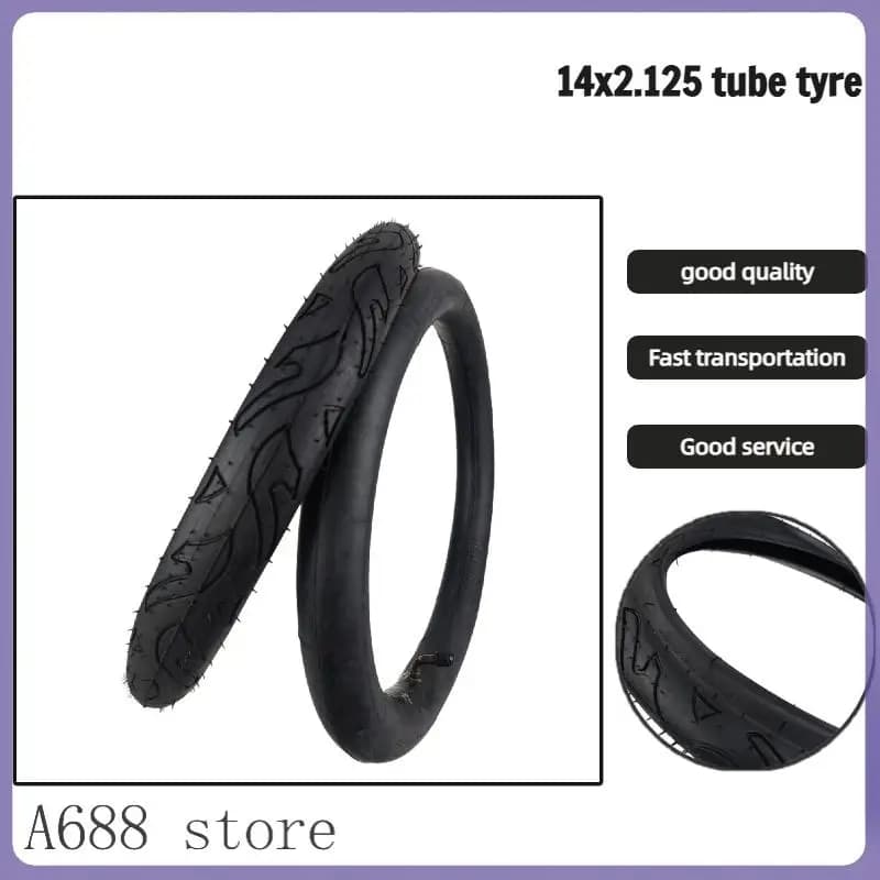 14 Inch Tyre 14x2.125 Outer Tire Inner Tube for Electric Scooters Folding Bike Baby Carrier,bicycle Wheels