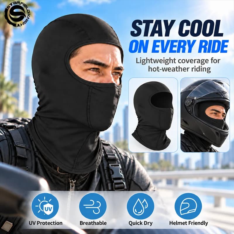 Motorcycle Cycling Mask Scarf Cap Hood Ice Silk Summer Breathable Full Face Balaclava Helmet Liner Headwear Cover Riding Gears